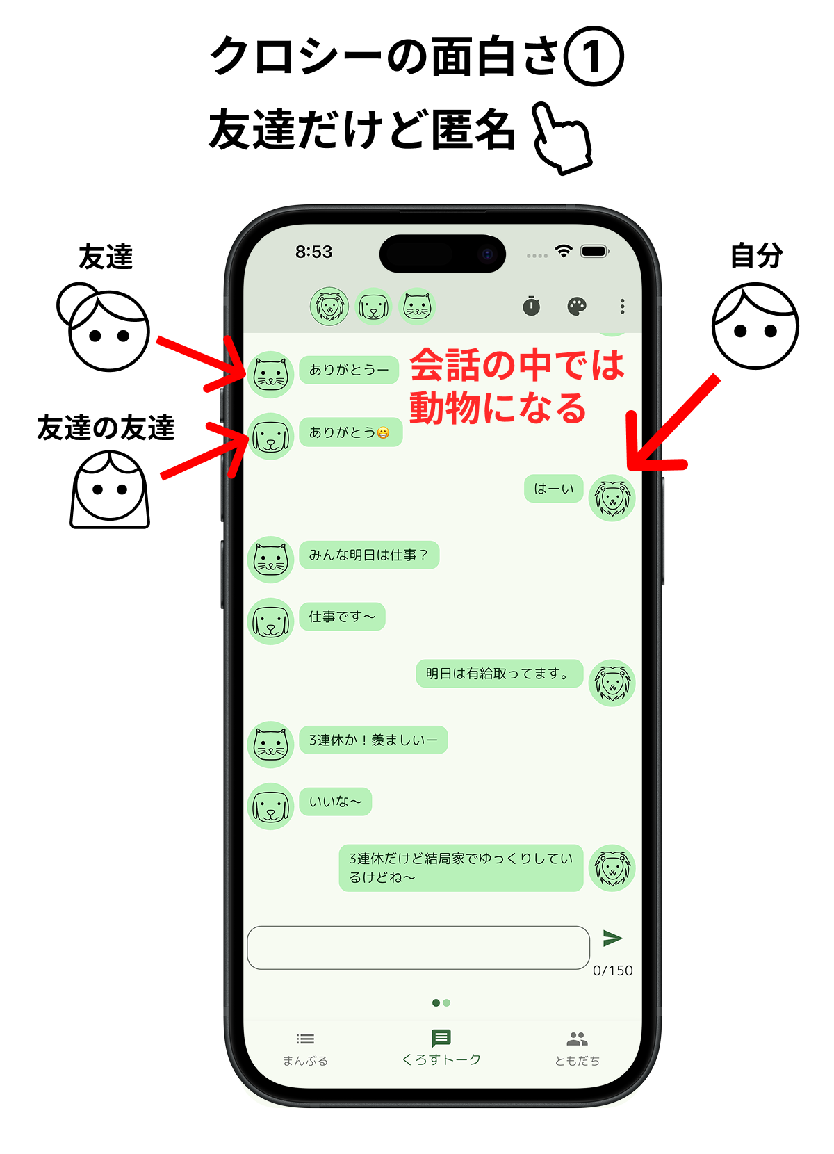 匿名で会話